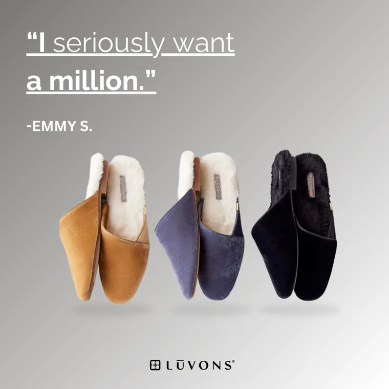 Luvons testimonial advertising static carrying a named customer review.