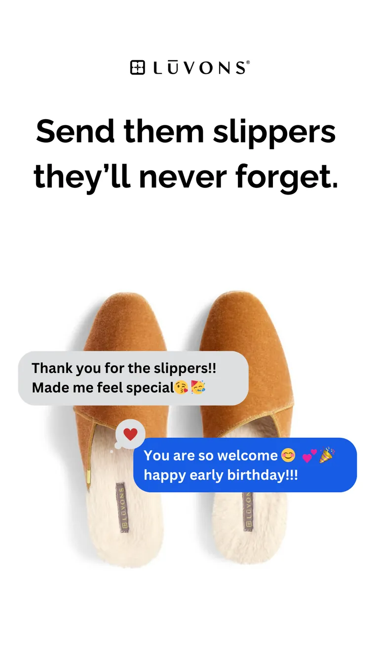 Luvons gifting advertising creative built as a chat exchange over the product.