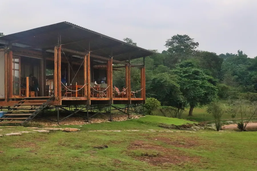 Dining beside the lake at Walindi Point, used as Instagram carousel ad creative.