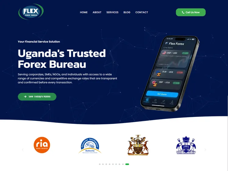 The Flex Forex Bureau homepage built by Spark Ink.