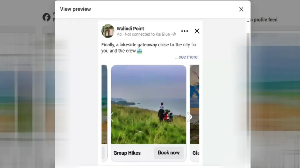 A Meta carousel advertisement produced for Walindi Point.